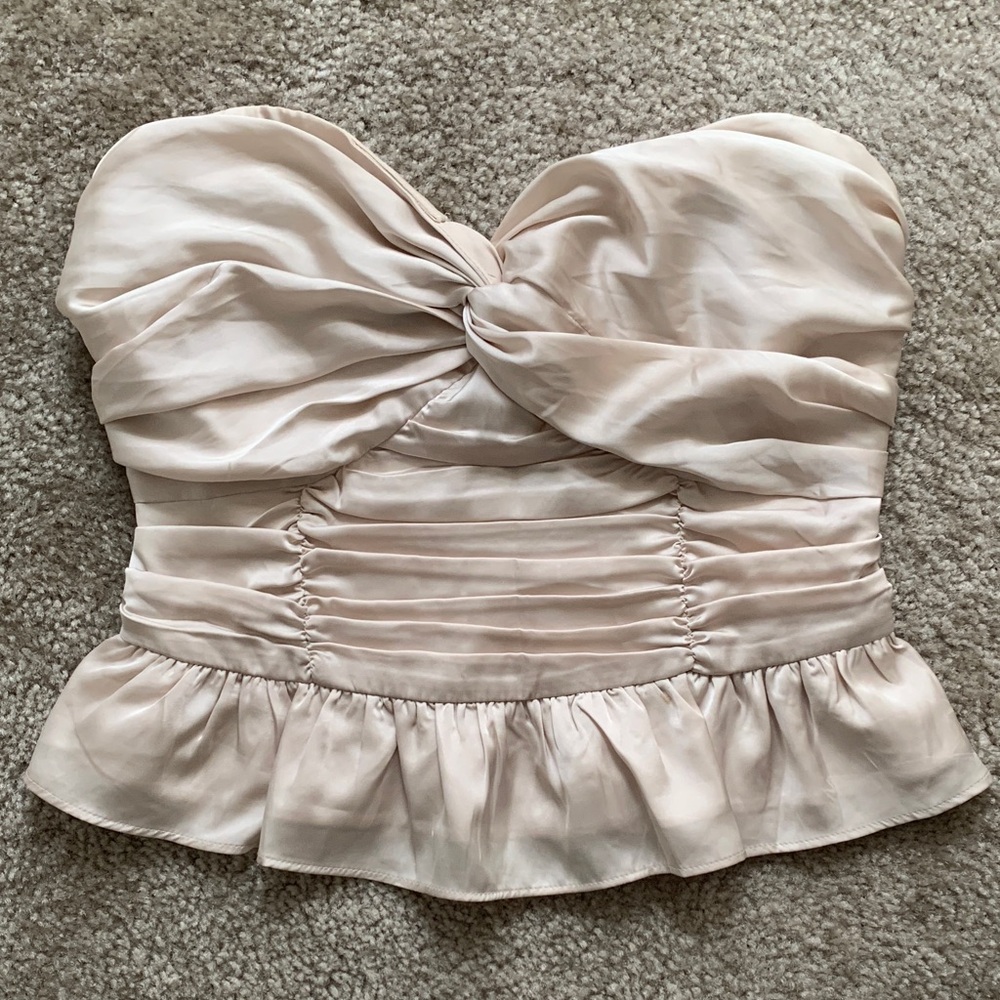 EXPRESS Champagne strapless cropped Top